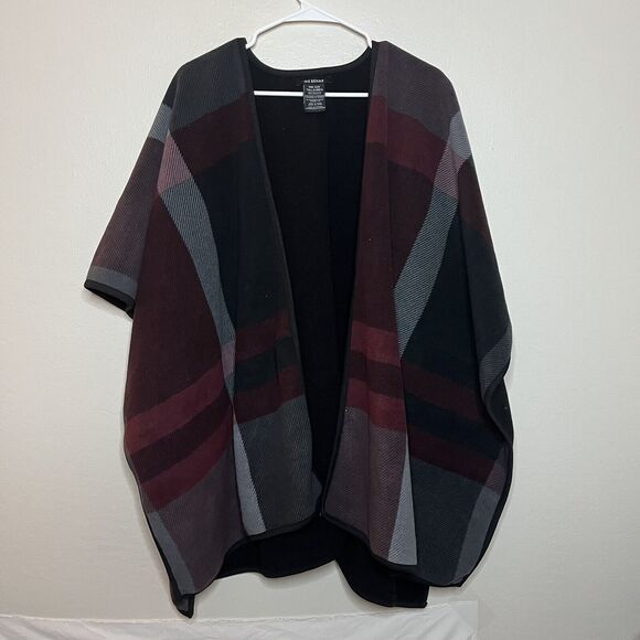 Ike Behar Plaid Fleece Wrap Open Cardigan Shawl Poncho Blanket Women One Size - Picture 7 of 7
